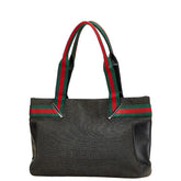 グッチ シェリーライン トートバッグ ハンドバッグ 73983 ブラック デニム レザー レディース GUCCI 【中古】